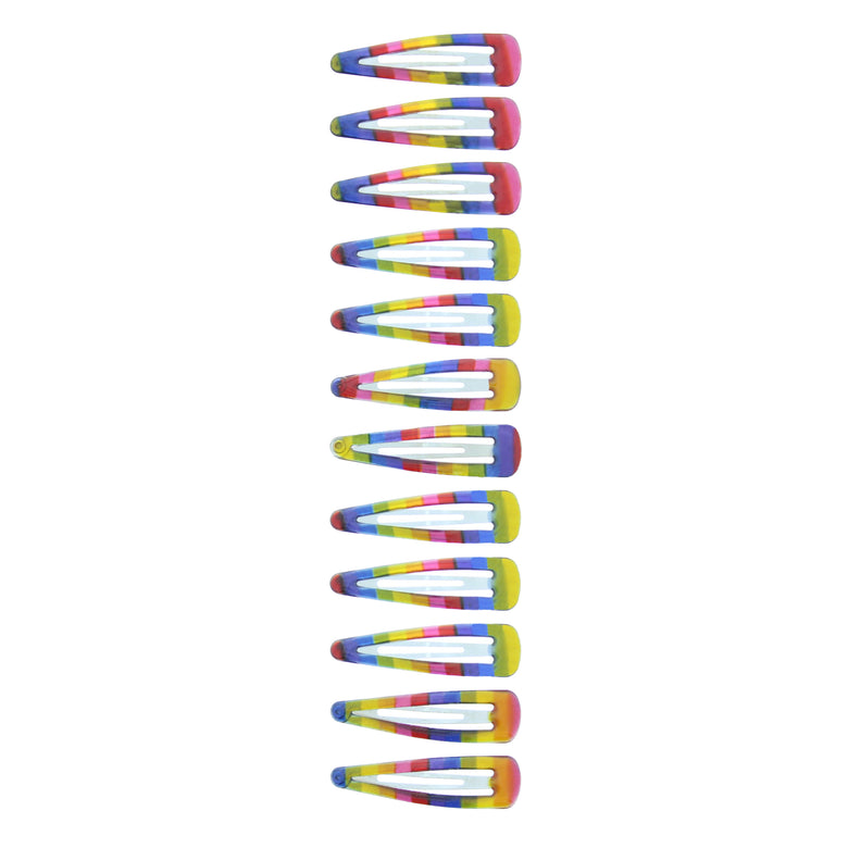 12 on a Card 5cm Translucent Rainbow Stripes Epoxy Snapclips