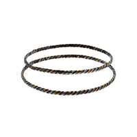 Pair of Tri-Color Metal Twisted Bangles