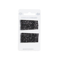 Card of 24 Black Glitter 5.4cm Hair Grips