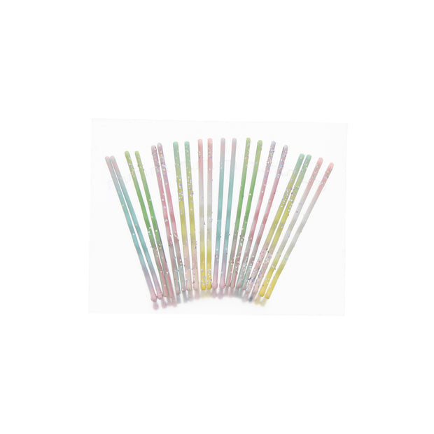 Card of 20 Pastel Shaded Glitter 6.2cm Hair Grips