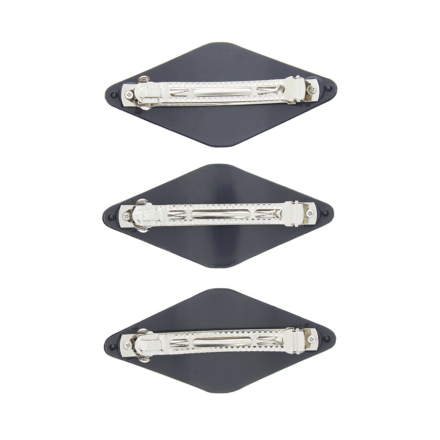 Set of 3 Diamond Clasp Hair Barrettes