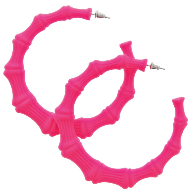 Neon Bamboo Design Plastic Hoop Earrings