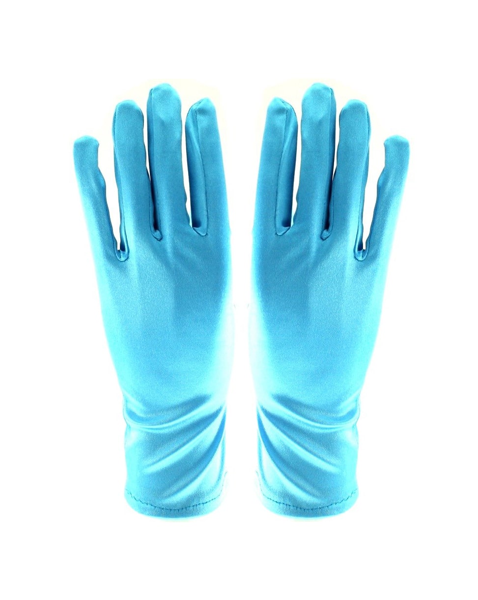 Short Princess Turquoise Satin Gloves