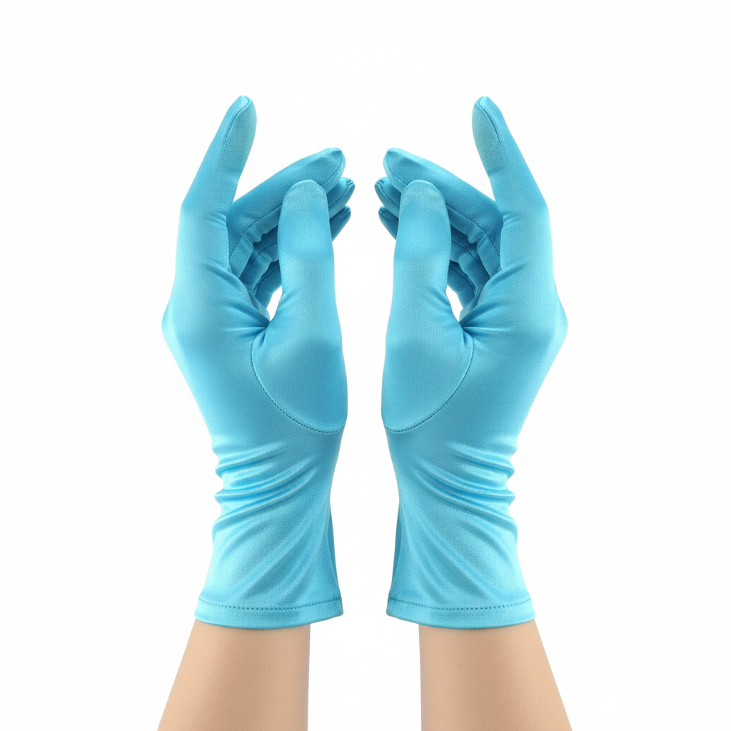 Short Princess Turquoise Satin Gloves