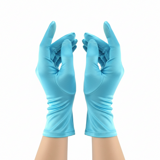Short Princess Turquoise Satin Gloves