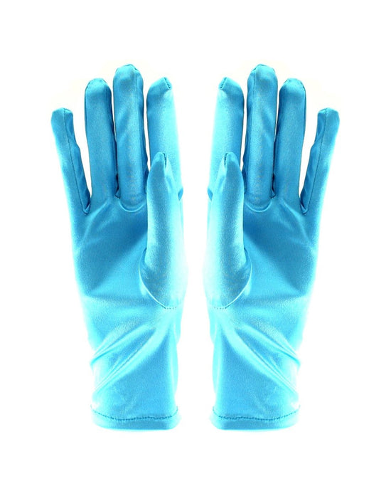 Short Princess Turquoise Satin Gloves