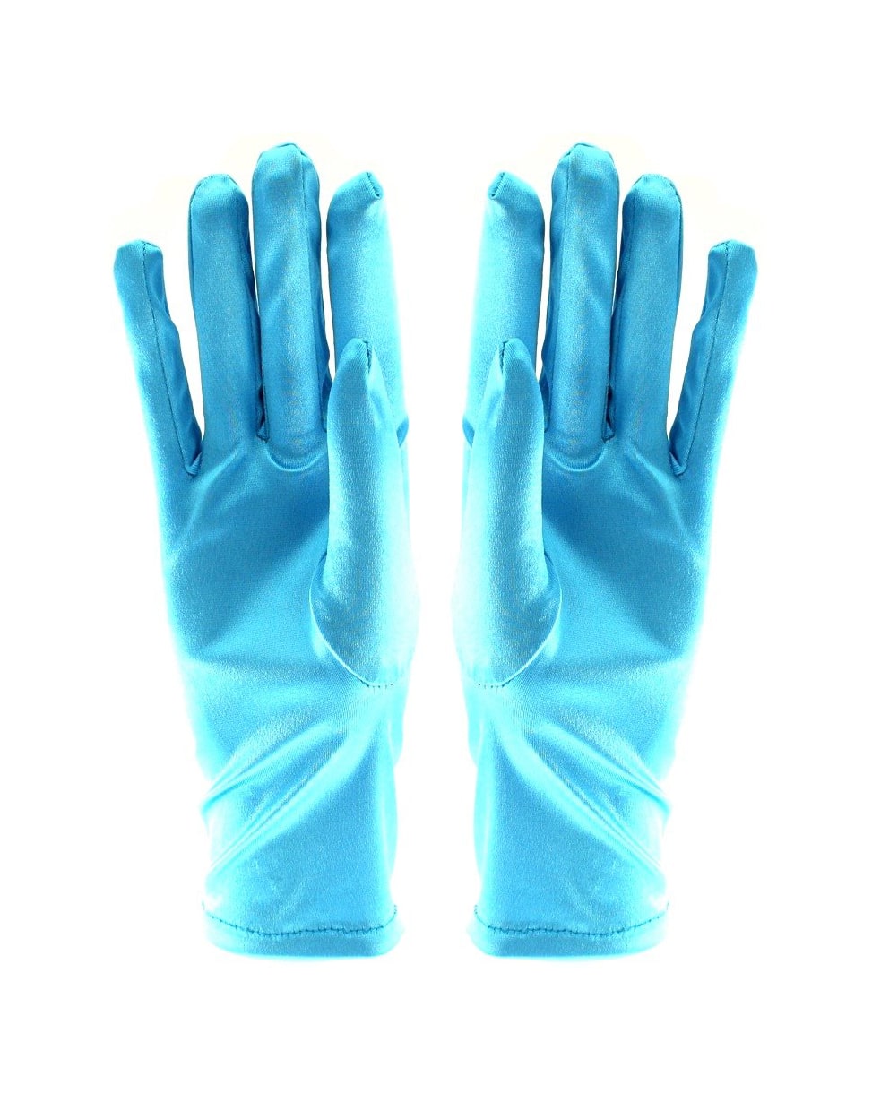 Short Princess Turquoise Satin Gloves
