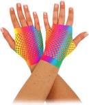 Short Rainbow Fishnet Gloves