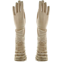 Long Ruched Satin Gloves