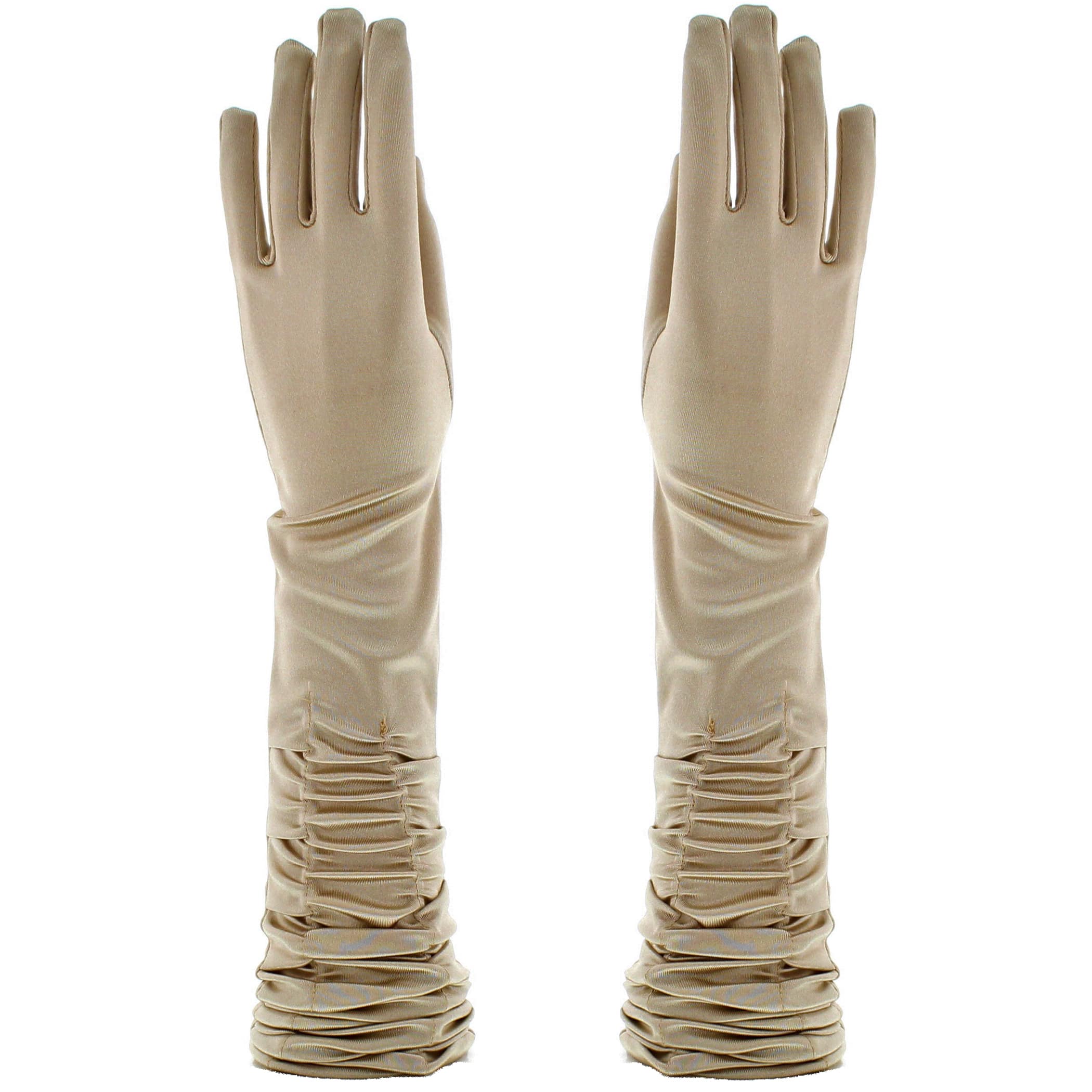 Long Ruched Satin Gloves