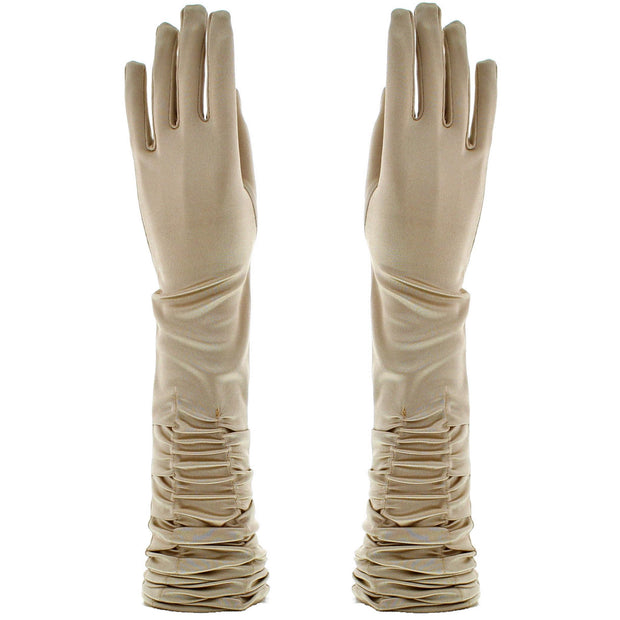 Long Ruched Satin Gloves