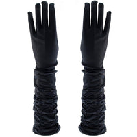 Long Ruched Satin Gloves