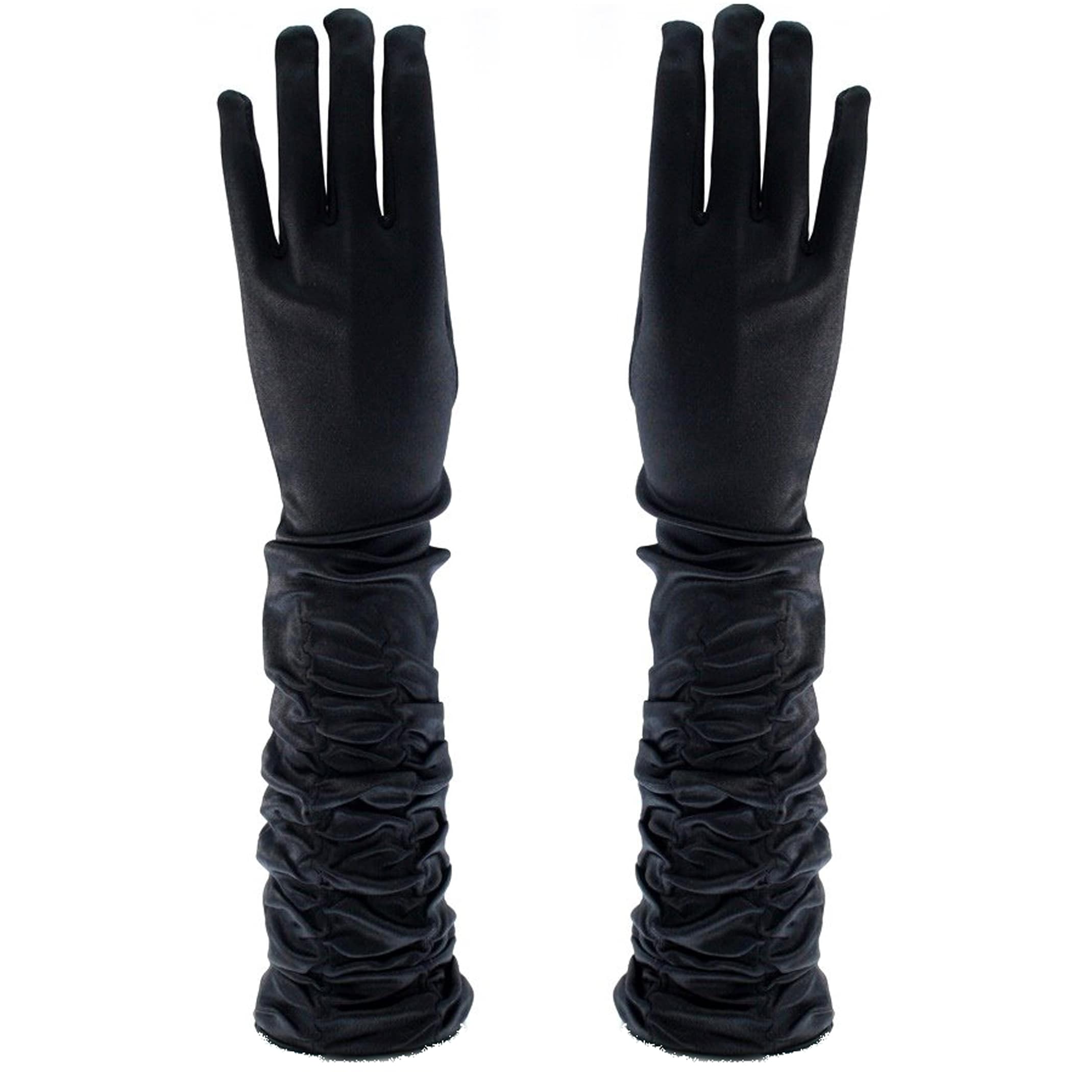 Long Ruched Satin Gloves