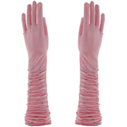 Long Ruched Satin Gloves