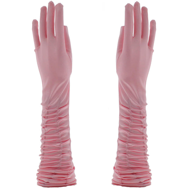 Long Ruched Satin Gloves