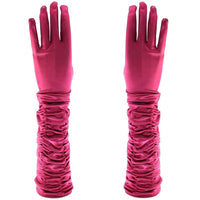 Long Ruched Satin Gloves