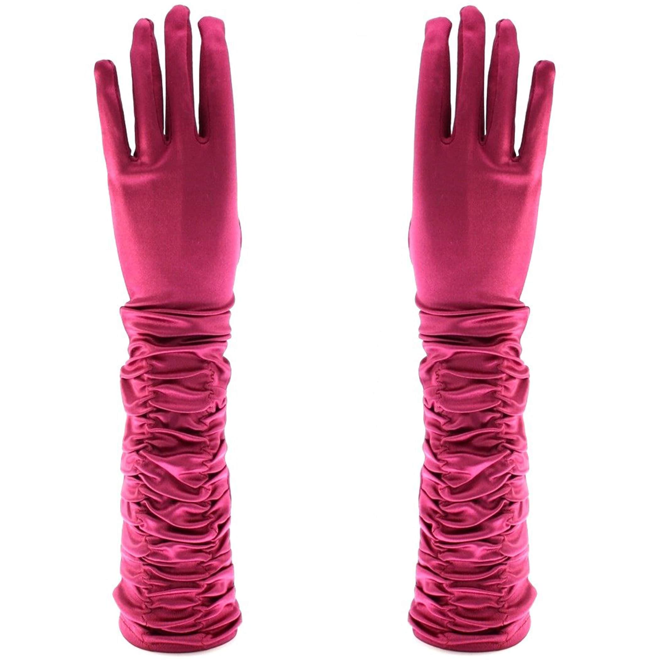 Long Ruched Satin Gloves