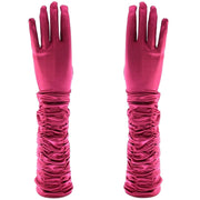 Long Ruched Satin Gloves