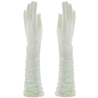 Long Ruched Satin Bridal Gloves