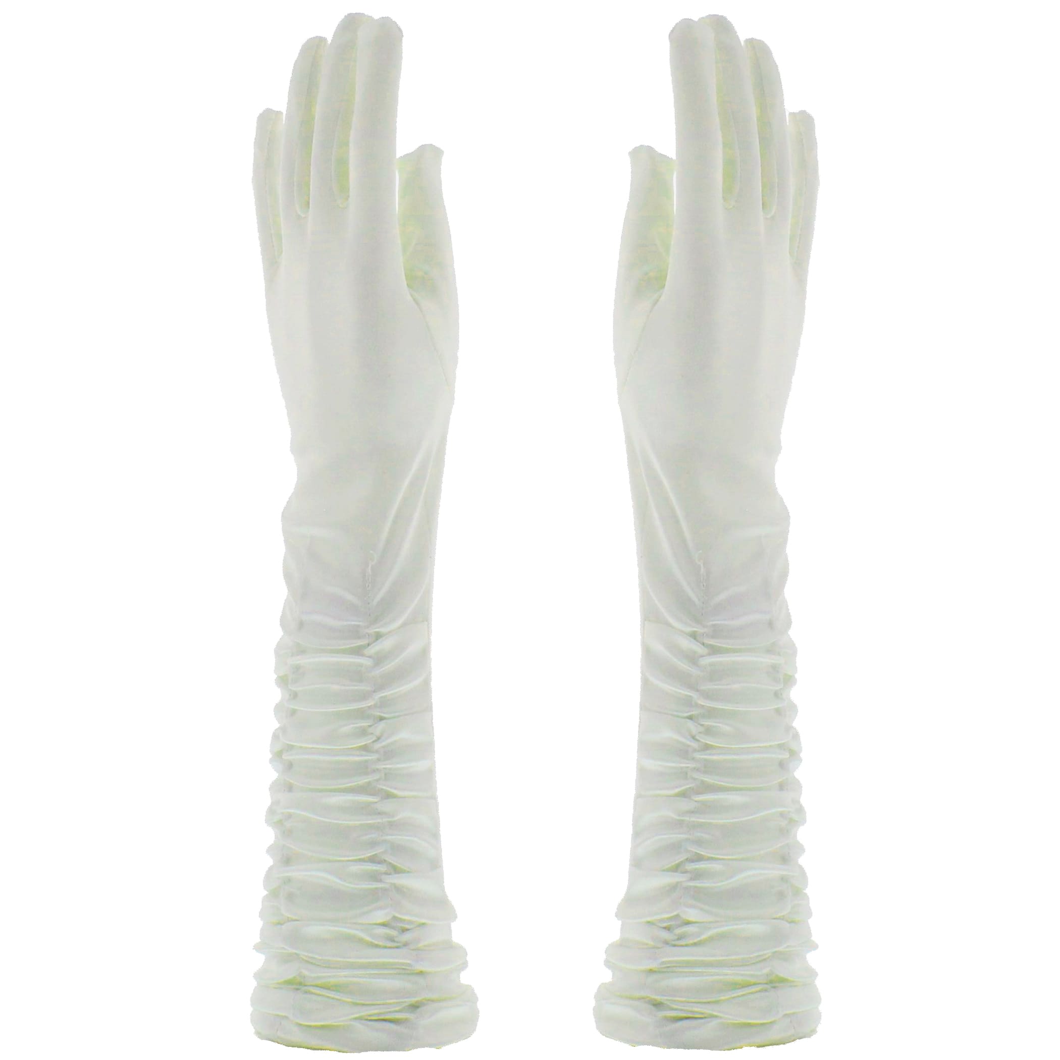Long Ruched Satin Bridal Gloves