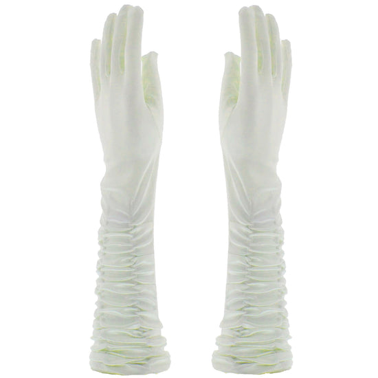 Long Ruched Satin Bridal Gloves