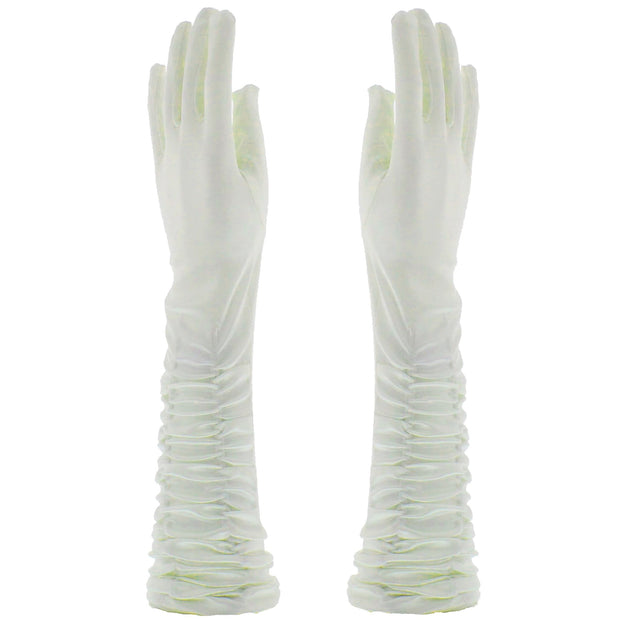 Long Ruched Satin Gloves