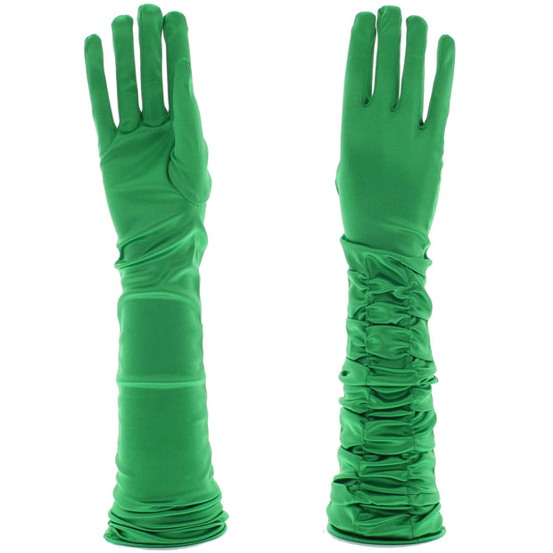 Long Ruched Satin Gloves