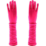 Long Ruched Satin Gloves