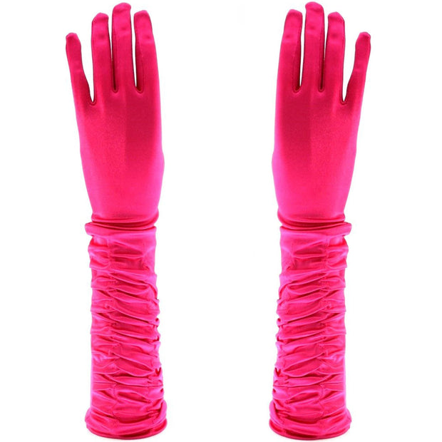 Long Ruched Satin Gloves