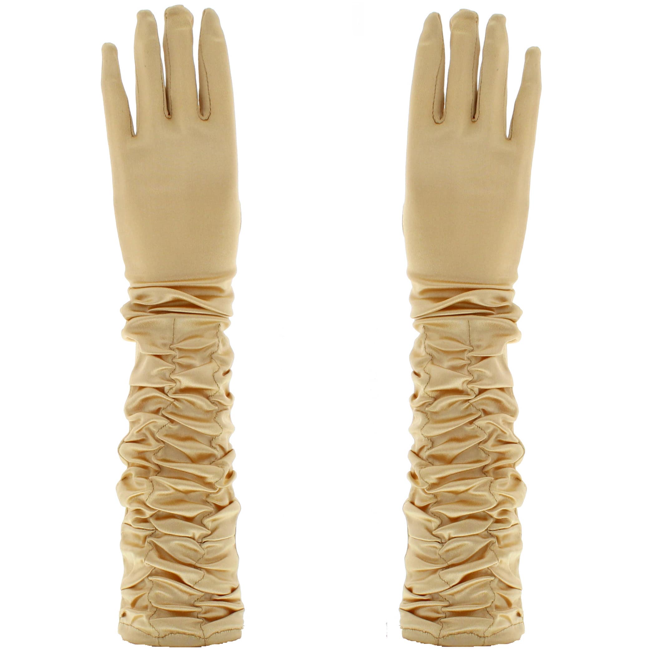 Long Ruched Satin Gloves