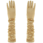 Long Ruched Satin Gloves