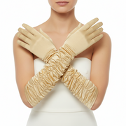 Long Ruched Satin Gloves