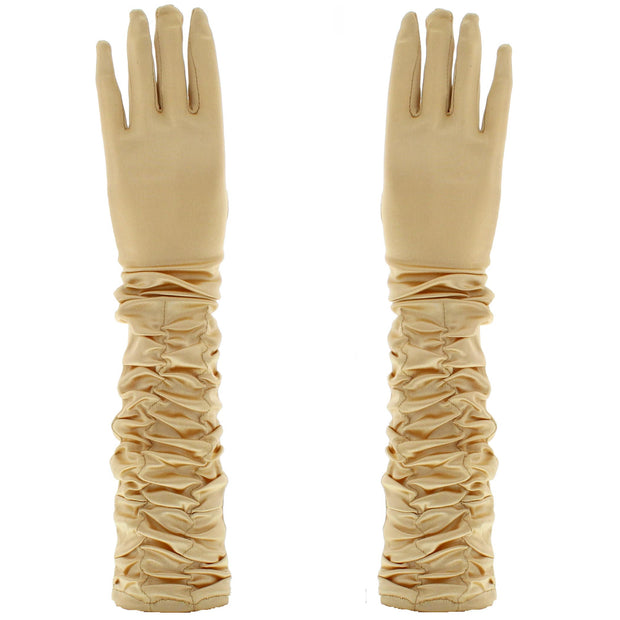 Long Ruched Satin Gloves