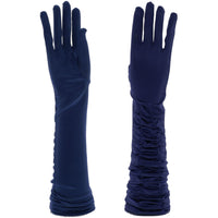Long Ruched Satin Gloves