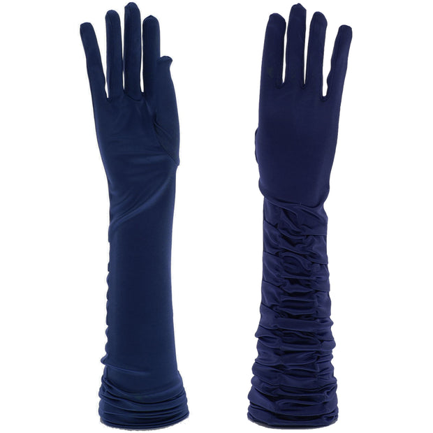 Long Ruched Satin Gloves