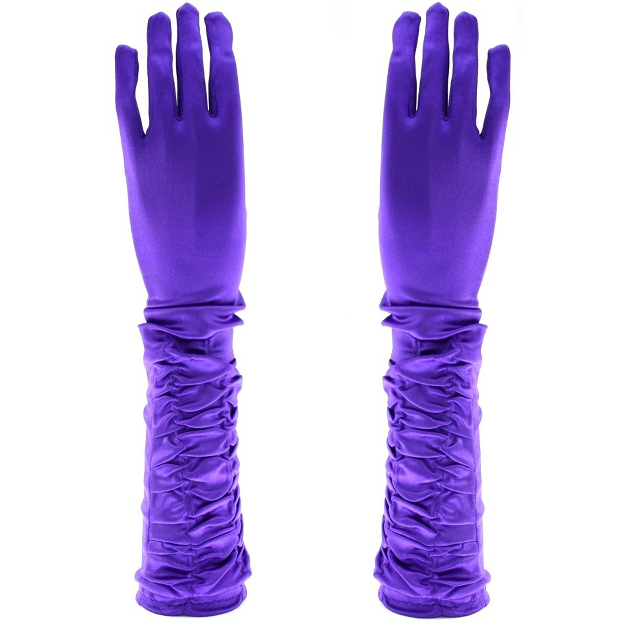 Long Ruched Satin Gloves