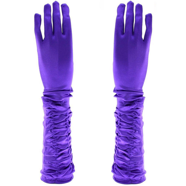 Long Ruched Satin Gloves