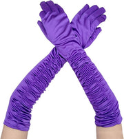 Long Ruched Satin Gloves