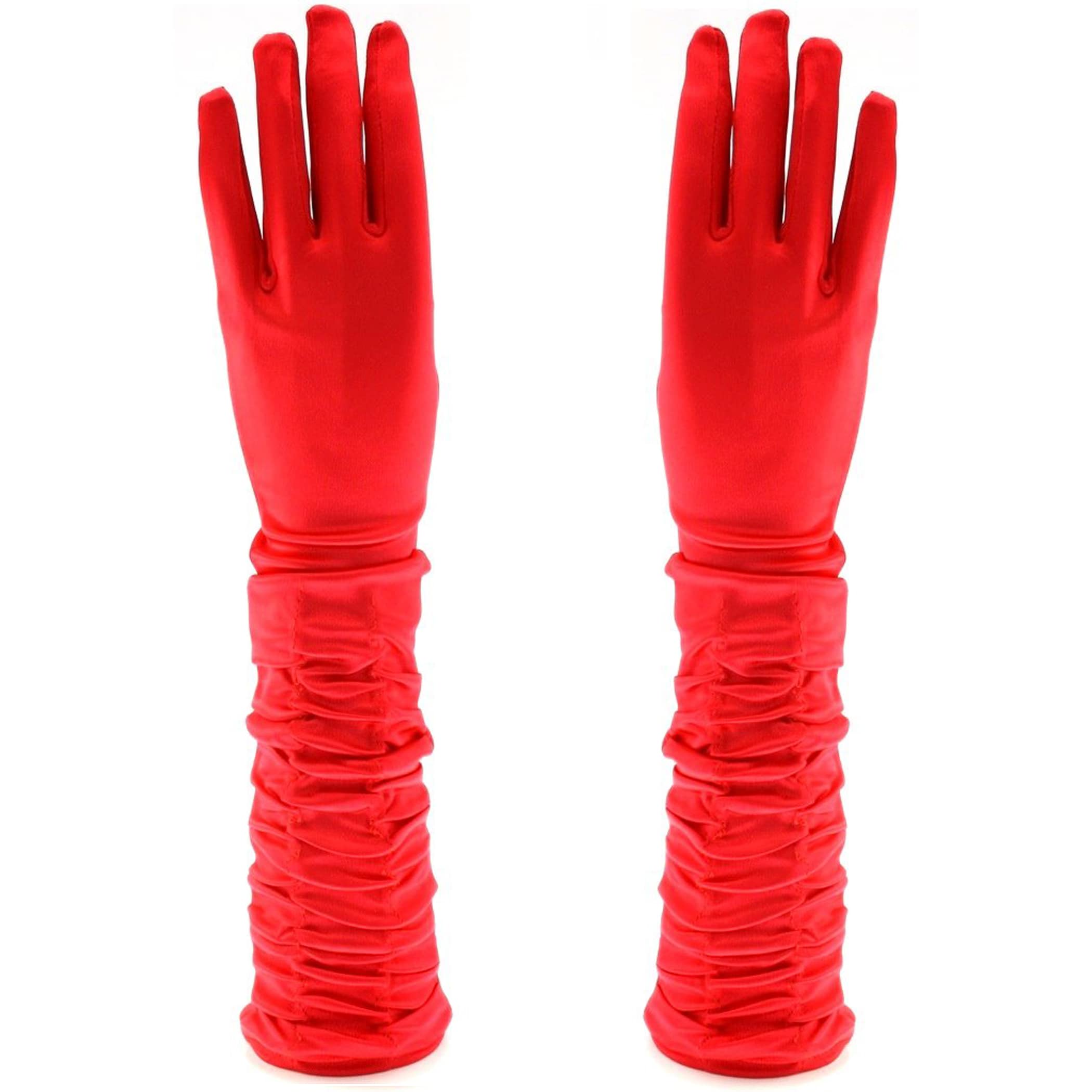 Long Ruched Satin Gloves