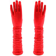 Long Ruched Satin Gloves