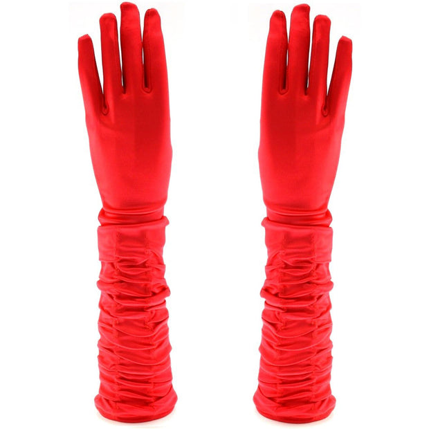 Long Ruched Satin Gloves