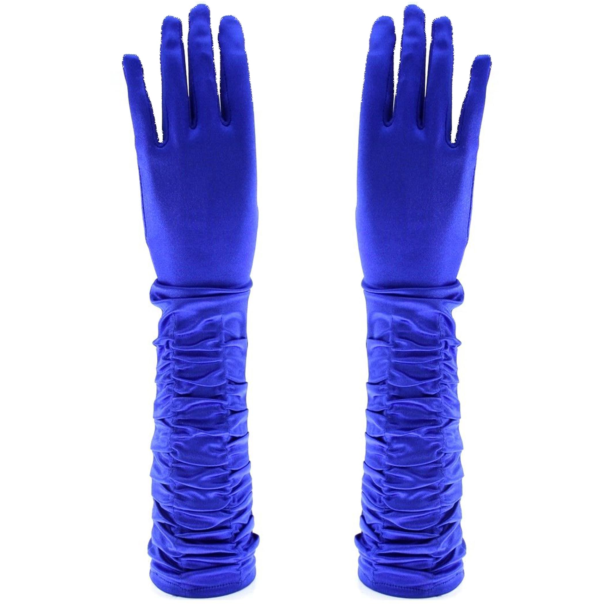 Long Ruched Satin Gloves