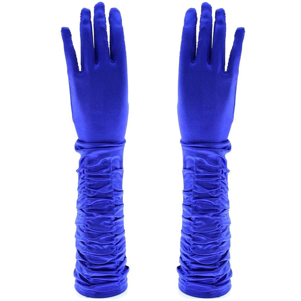 Long Ruched Satin Gloves