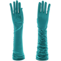 Long Ruched Satin Gloves