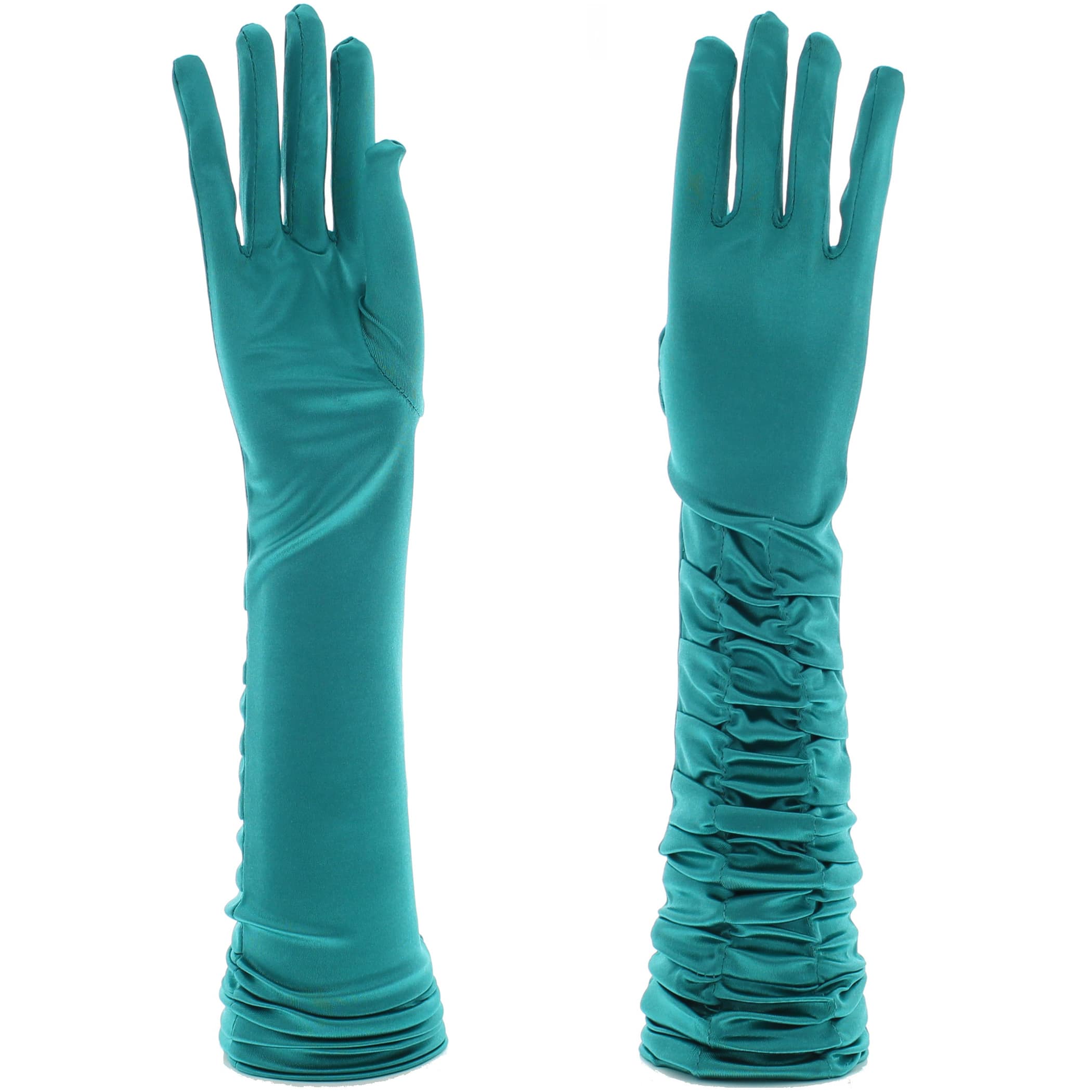 Long Ruched Satin Gloves