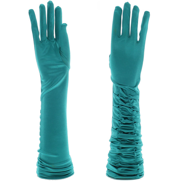 Long Ruched Satin Gloves
