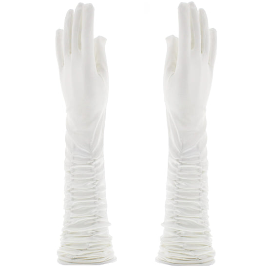 Long Ruched Satin Bridal Gloves