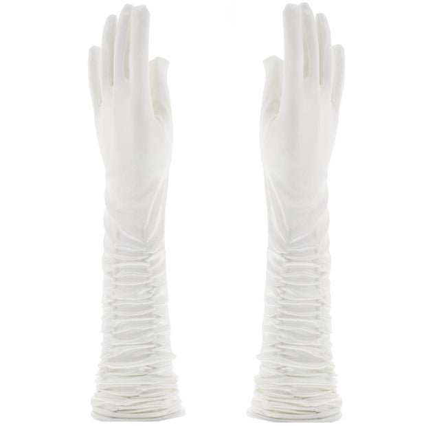 Long Ruched Satin Gloves