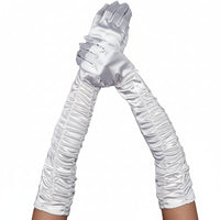 Long Ruched Satin Gloves