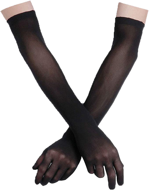 Long Black Sheer Opera Gloves